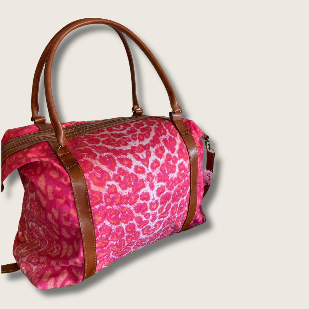 Bolso Lona Leopardo Fucsia