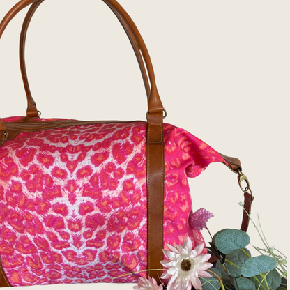 Bolso Lona Leopardo Fucsia