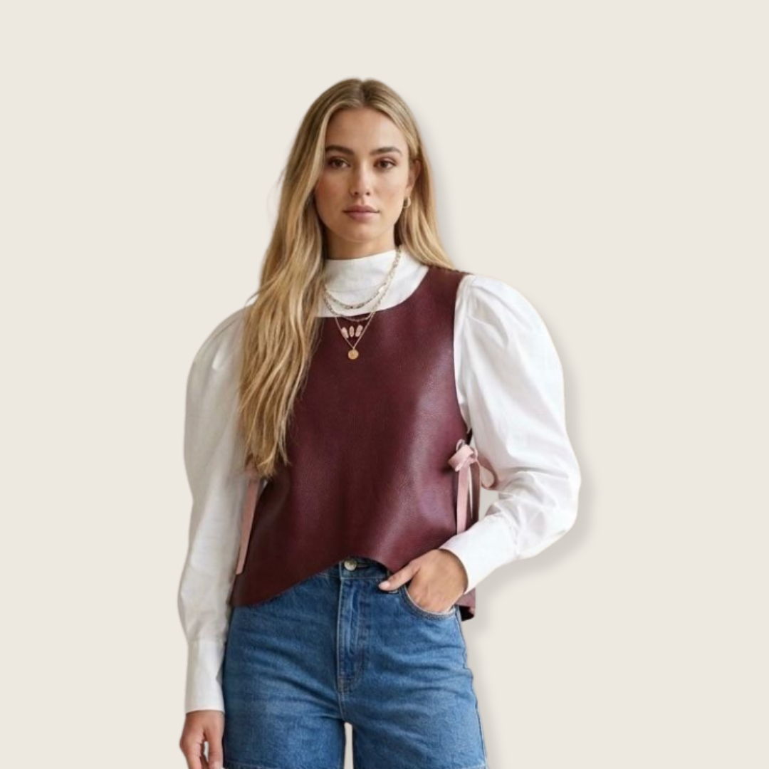 Top artesanal Nerea - cuero ajustable